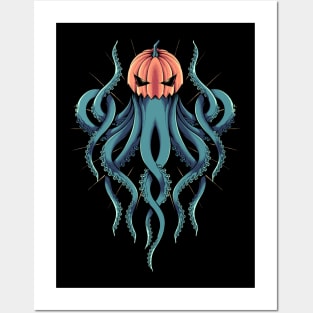 Spooky kraken pumkin Posters and Art